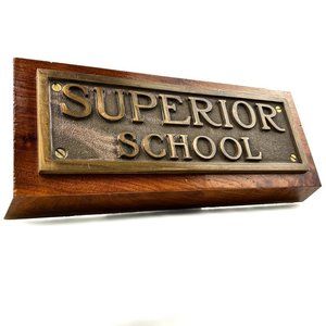 VINTAGE Brass Plaque | Superior School | Original Cast Plate